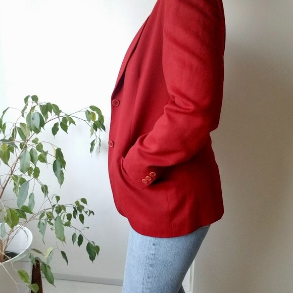 Women's Vintage Red Cashmere Blazer Laura Lindor - Picture 3 of 11
